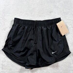 Nike Dri Fit Tempo Running Shorts Womens Small Black Logo Mesh Panels Workout